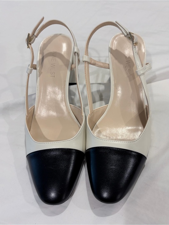 Nine West Shoes - Nine West Black and White Slingback Cap-Toe Pumps